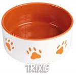 Trixie Miska ceramiczna biała w pomarańczowe łapki 1,4L/20cm [TX-24403]