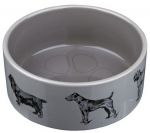 Trixie Ceramiczna miska 0,25L / 12cm z motywem psa szara  [24655]